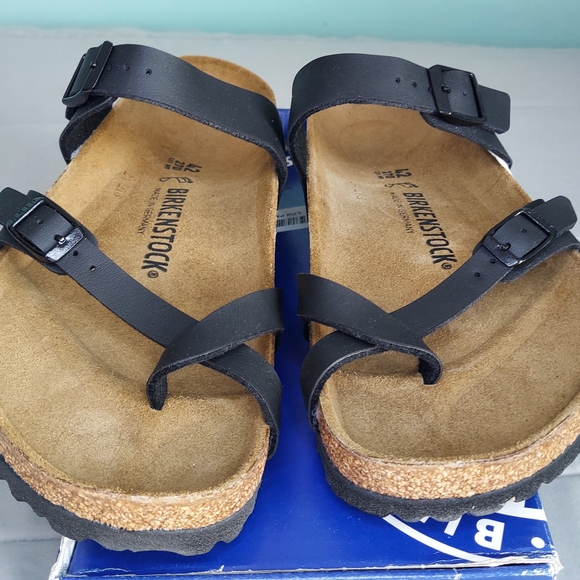 Birkenstock Black Leather Sandals Women Size 11 (EU 42) Or Men's Size 9 NWT - Picture 4 of 16